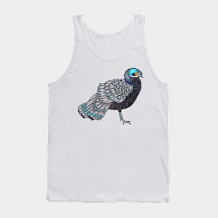 Bornean peacock-pheasant bird cartoon illustration Tank Top